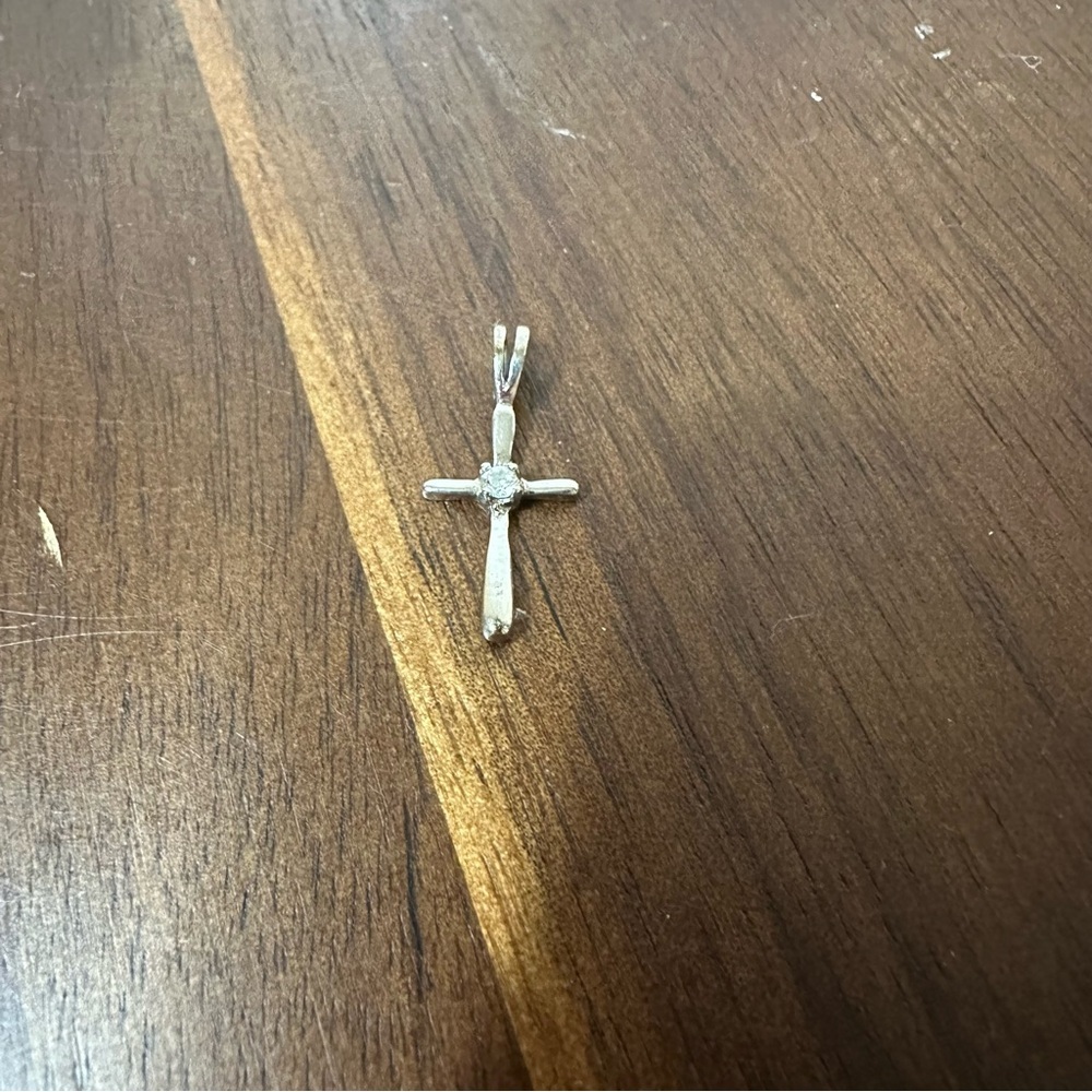 Sterling Silver Cross Pendant | 925 | Clear Accent Stone | Religious Jewelry